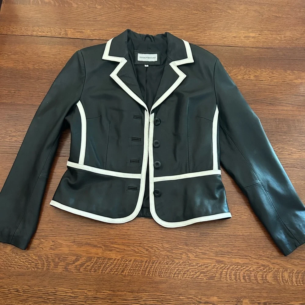 Women's Black and White Jacket - Picture 2 of 8